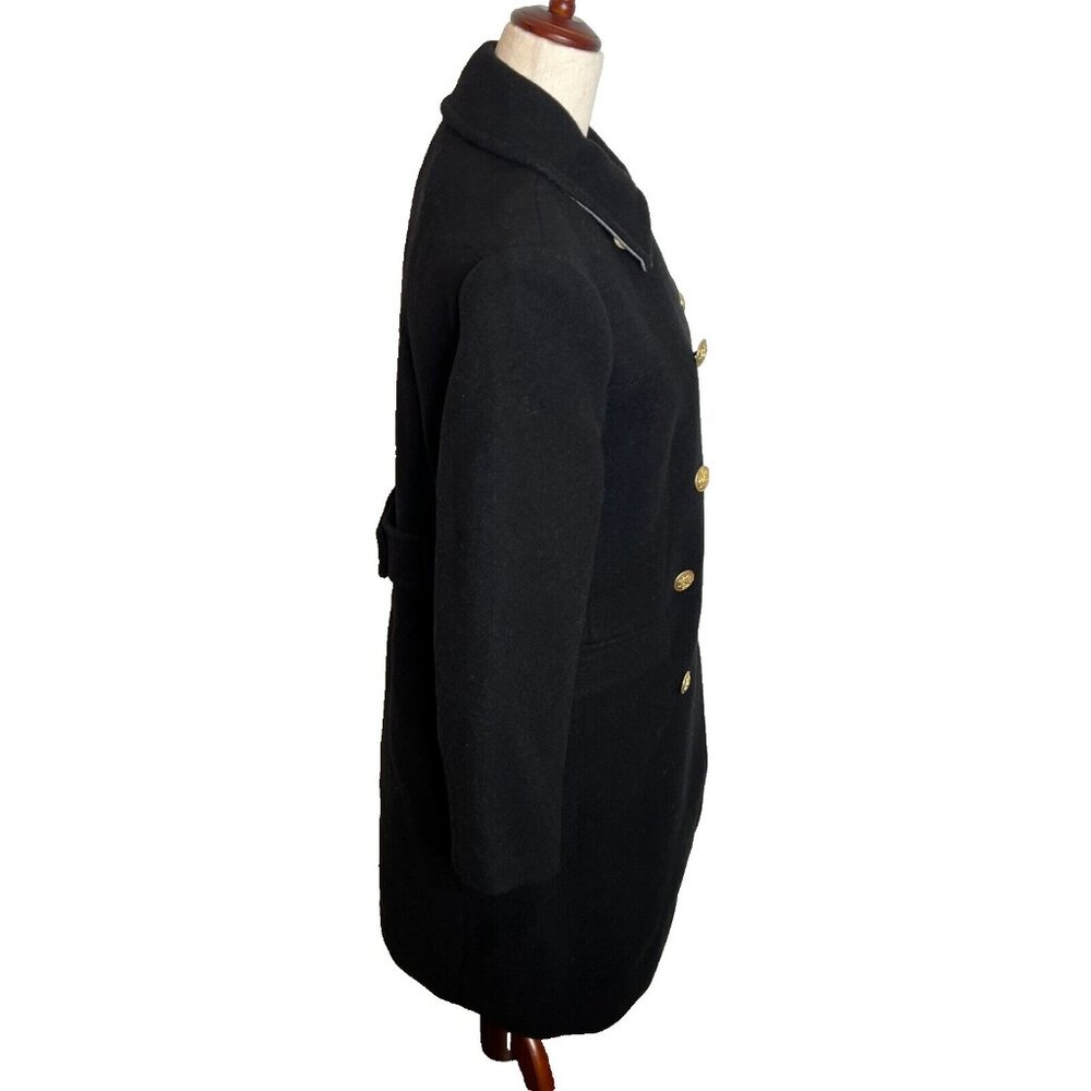 J. Crew Black Double-Breasted Coat with Gold Buttons - Picture 7 of 10